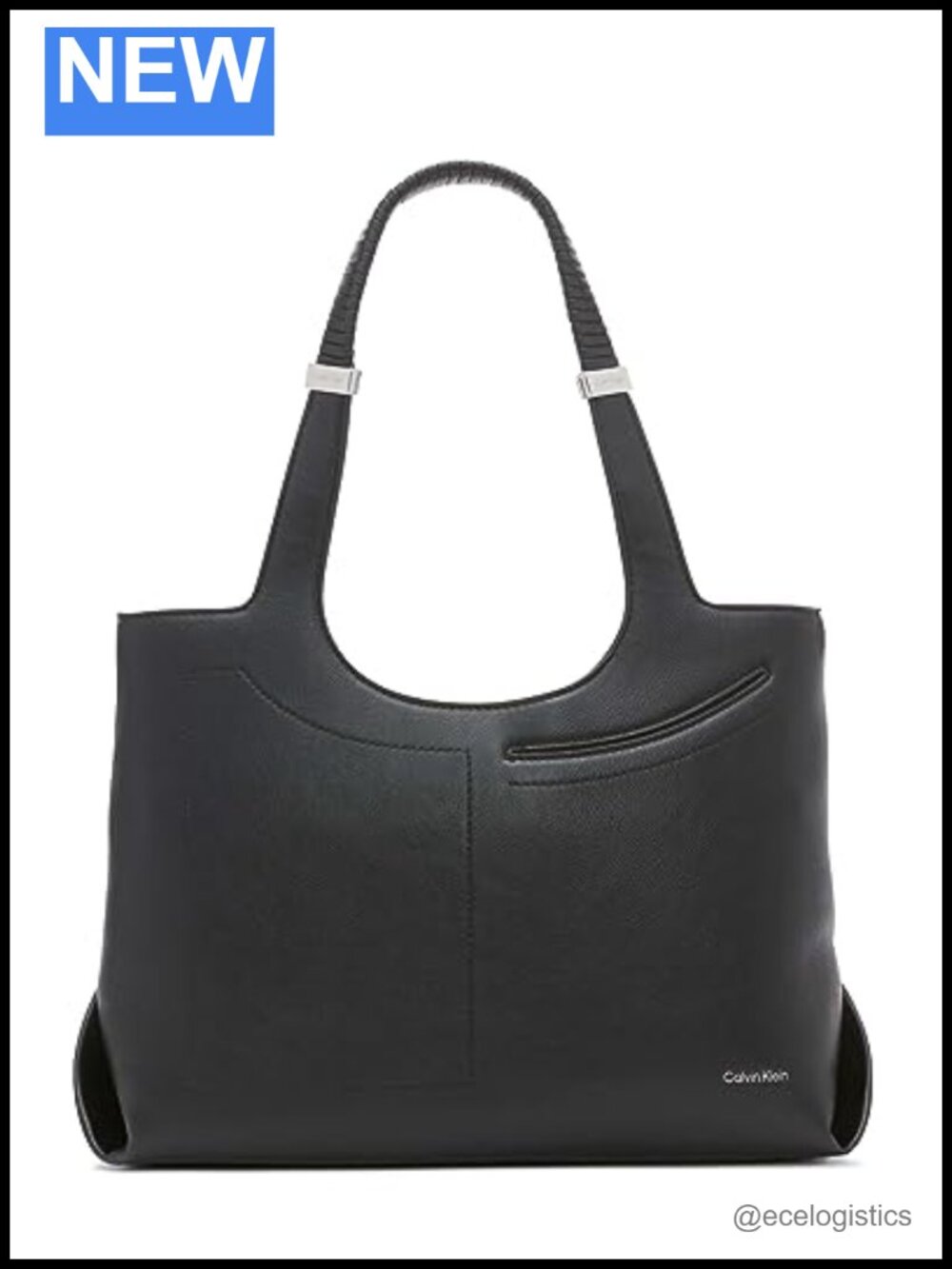 Vegan Leather Organizational Tote with Slip Pockets and Zip Pocket